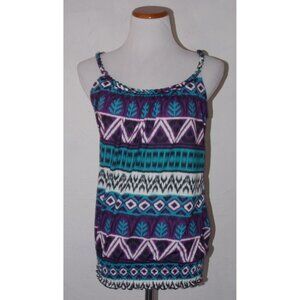 Piper and Blue Tank Top Medium Geometric Braided Neck Multicolor